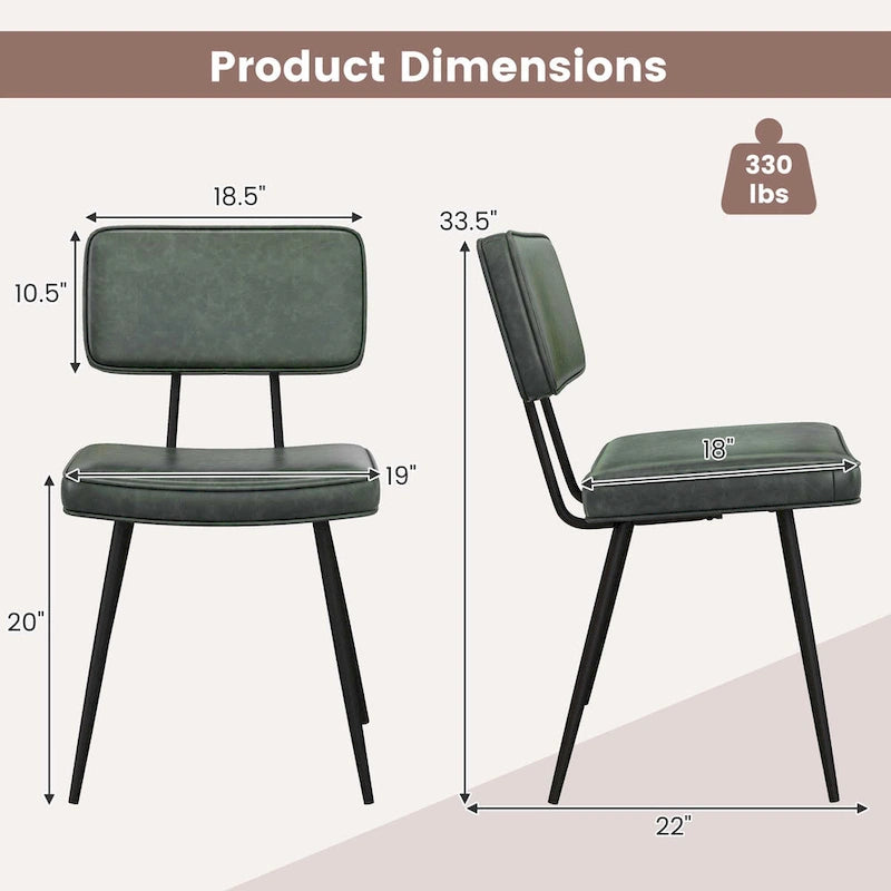 Costway Dining Chairs Set of 2 with PU Leather Cover Filled Sponge - See Details