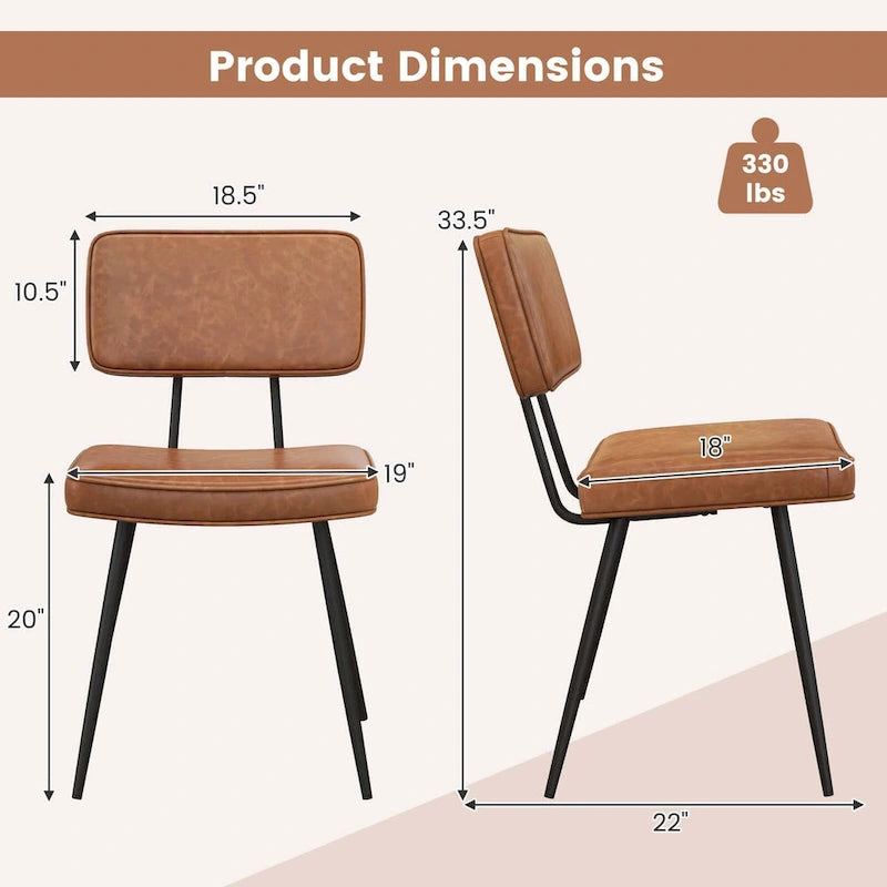 Costway Dining Chairs Set of 2 with PU Leather Cover Filled Sponge - See Details