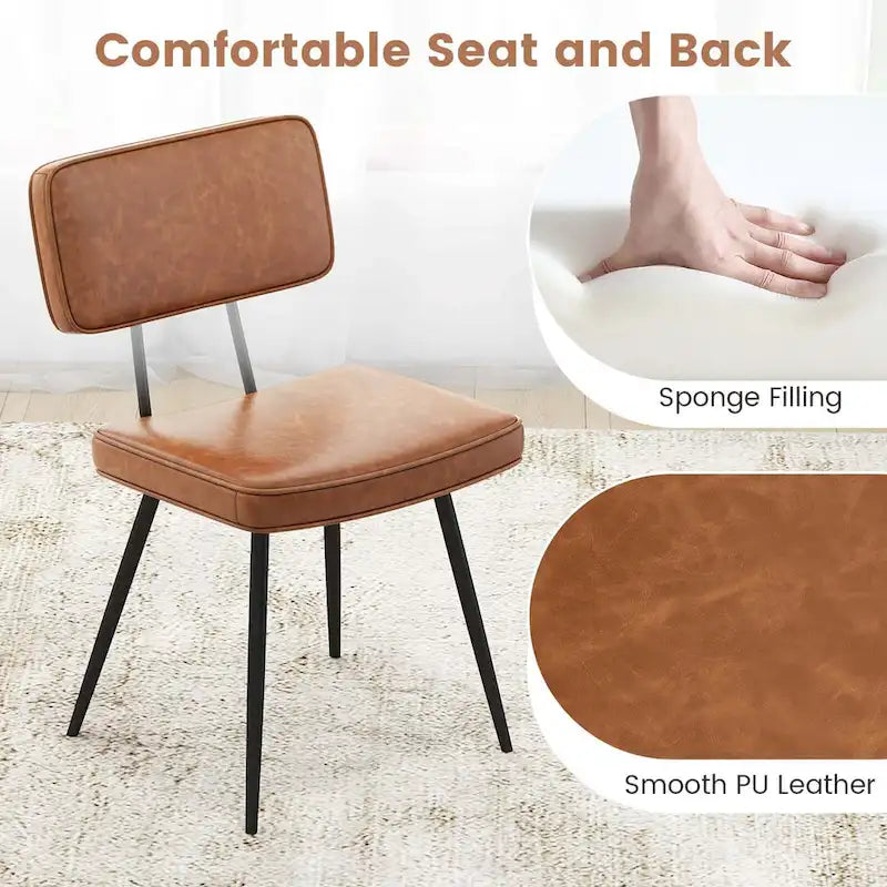 Costway Dining Chairs Set of 2 with PU Leather Cover Filled Sponge - See Details