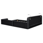 Queen Size Upholstered Bed Frame with 2 Reading Lights, PU Leather Platform Bed with Button Tufted Headboard for Bedroom
