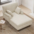 40.5Oversized Chaise Lounge Chair with 2 Comfy Pillows Rolled Arms Corduroy Fabric Sleeper Sofa Chair for Living Room Bedroom