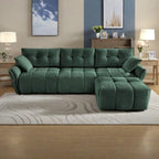 110.2 Chenille 3-Seater Sofa Set with Ottoman and Pillows, Solid Wood Frame and High-Resilience Cushions
