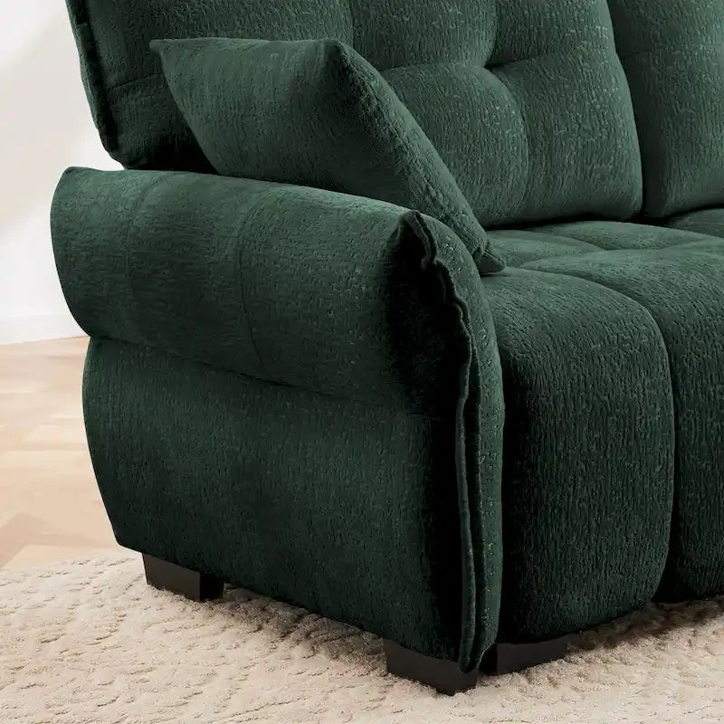110.2 Chenille 3-Seater Sofa Set with Ottoman and Pillows, Solid Wood Frame and High-Resilience Cushions