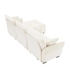110.2 Chenille 3-Seater Sofa Set with Ottoman and Pillows, Solid Wood Frame and High-Resilience Cushions
