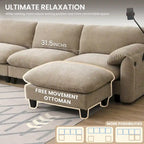 140 Chenille U-Shaped Modular Sectional Sofa with 31.5 Wide Seats, USB/Type-C Chargers & Storage Pockets