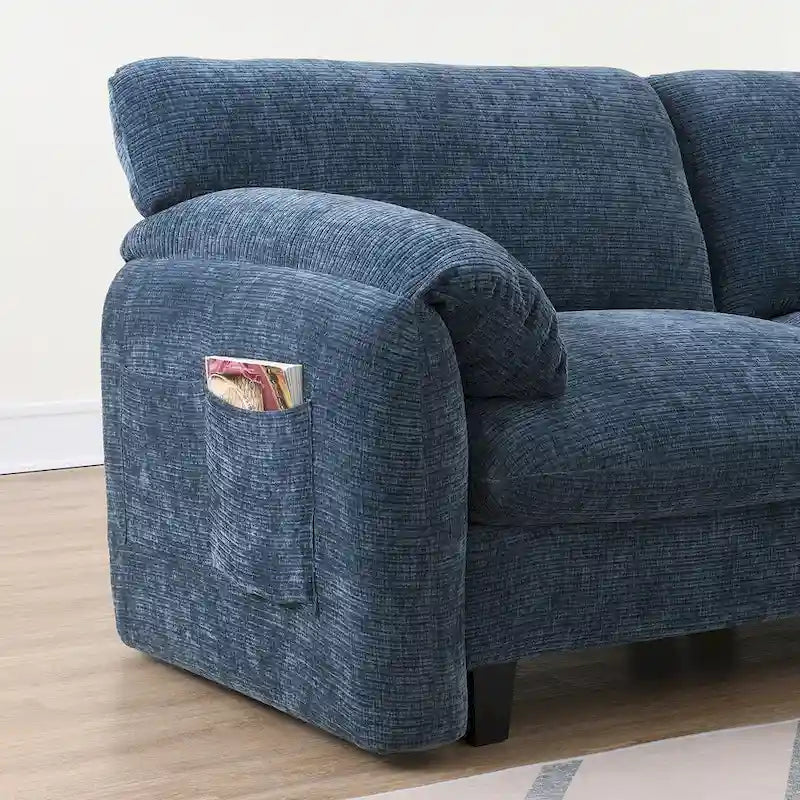 140 Chenille U-Shaped Modular Sectional Sofa with 31.5 Wide Seats, USB/Type-C Chargers & Storage Pockets
