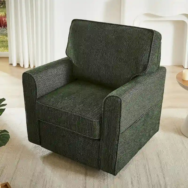 Accent Barrel Chair with Side Pockets360 Swivel Office Chair Chenille Armchair for Office
