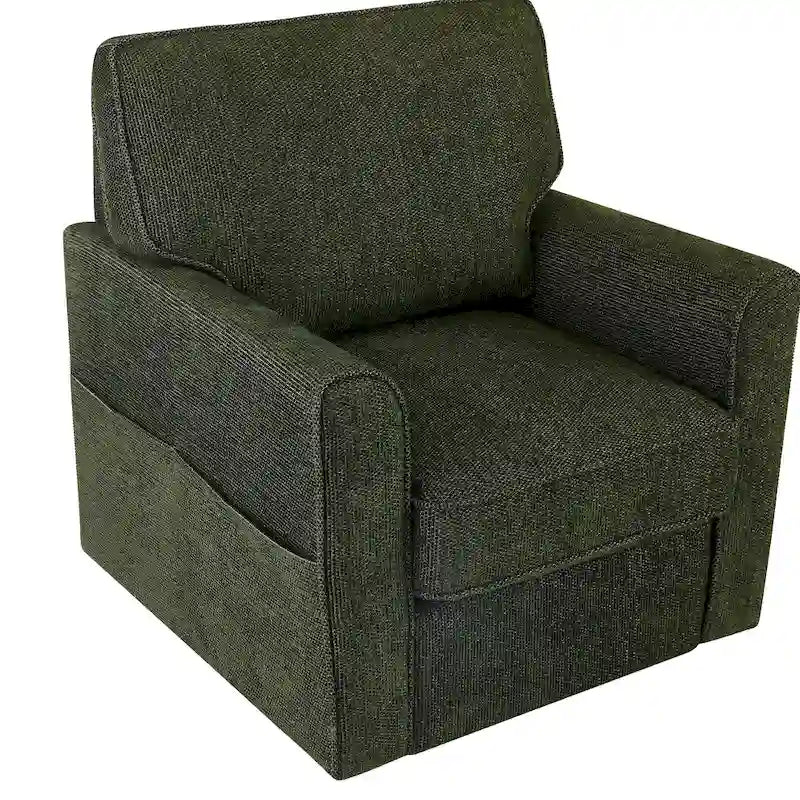 Accent Barrel Chair with Side Pockets360 Swivel Office Chair Chenille Armchair for Office