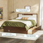Walker Edison Mid Century Modern Solid Wood Storage Platform Bed