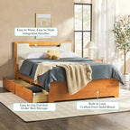 Walker Edison Mid Century Modern Solid Wood Storage Platform Bed