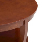 Traditional Round Coffee Table Wooden Centerpiece Table with Open Storage Shelves, for Living Room Bedroom Apartment Studio