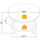 Traditional Round Coffee Table Wooden Centerpiece Table with Open Storage Shelves, for Living Room Bedroom Apartment Studio