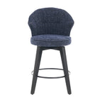 Swivel Bar Stools Set of 2, Upholstered Dining Room Chairs with Wide Backrest, Counter Height Chair with Metal Legs