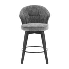 Swivel Bar Stools Set of 2, Upholstered Dining Room Chairs with Wide Backrest, Counter Height Chair with Metal Legs