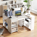 Costway L Shaped Computer Desk with Drawer & Storage Shelves for Home