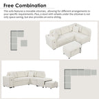 Roomfitters Sectional Sofa L-Shaped Pull-Out Bed with Movable Ottoman, Two USB Ports, and Cup Holders for Living Room