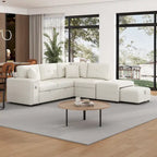 Roomfitters Sectional Sofa L-Shaped Pull-Out Bed with Movable Ottoman, Two USB Ports, and Cup Holders for Living Room
