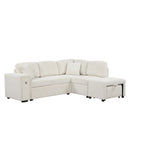 Roomfitters Sectional Sofa L-Shaped Pull-Out Bed with Movable Ottoman, Two USB Ports, and Cup Holders for Living Room