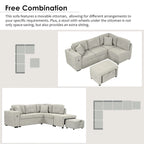 Roomfitters Sectional Sofa L-Shaped Pull-Out Bed with Movable Ottoman, Two USB Ports, and Cup Holders for Living Room
