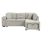 Roomfitters Sectional Sofa L-Shaped Pull-Out Bed with Movable Ottoman, Two USB Ports, and Cup Holders for Living Room