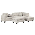 Roomfitters Modern L-Shape Sectional Sofa with Storage Ottoman, Reversible Chaise, Two Pillows, and Cup Holder