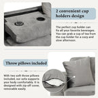 Roomfitters Modern L-Shape Sectional Sofa with Storage Ottoman, Reversible Chaise, Two Pillows, and Cup Holder