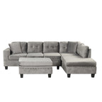 Roomfitters Modern L-Shape Sectional Sofa with Storage Ottoman, Reversible Chaise, Two Pillows, and Cup Holder