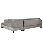Roomfitters Modern L-Shape Sectional Sofa with Storage Ottoman, Reversible Chaise, Two Pillows, and Cup Holder