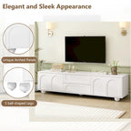 Modern Storage TV Stand with 2 Rebound Cabinets, 2 Drawers and 5 Round Legs for Living Room Bedroom