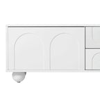 Modern Storage TV Stand with 2 Rebound Cabinets, 2 Drawers and 5 Round Legs for Living Room Bedroom