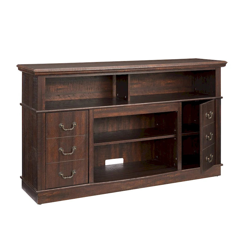 Traditional Rustic Farmhouse TV Stand with 6 Drawer, 4 Storage Shelf and Cable Management For Living Room Bedroom