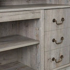Traditional Rustic Farmhouse TV Stand with 6 Drawer, 4 Storage Shelf and Cable Management For Living Room Bedroom