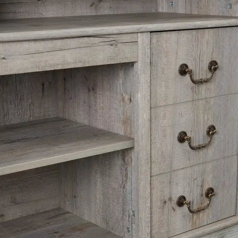 Traditional Rustic Farmhouse TV Stand with 6 Drawer, 4 Storage Shelf and Cable Management For Living Room Bedroom