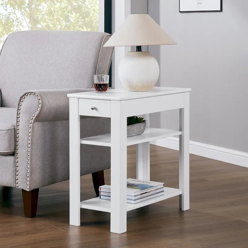 Single-Drawer Sofa Side Table with Shelf