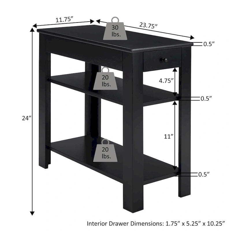 Single-Drawer Sofa Side Table with Shelf