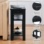 Single-Drawer Sofa Side Table with Shelf