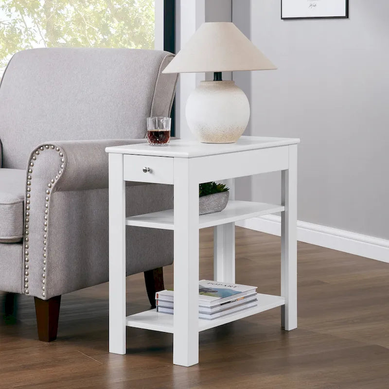 Single-Drawer Sofa Side Table with Shelf