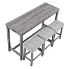 Bar Dining Table Set and 3 Bar Stools with Power Outlet Kitchen Breakfast Nook Wooden Dining Table Chairs Sets