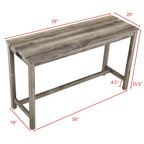 Bar Dining Table Set and 3 Bar Stools with Power Outlet Kitchen Breakfast Nook Wooden Dining Table Chairs Sets