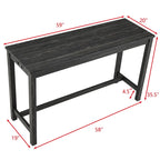 Bar Dining Table Set and 3 Bar Stools with Power Outlet Kitchen Breakfast Nook Wooden Dining Table Chairs Sets