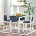Compact 3-Piece Counter-Height Set  Drop-Leaf Wood Table & 2 Padded Dining Chairs for Small Spaces