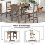 Compact 3-Piece Counter-Height Set  Drop-Leaf Wood Table & 2 Padded Dining Chairs for Small Spaces
