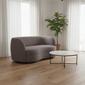 Srey Loveseat, 64 Inch, Charcoal Gray Boucle, Curved Kidney Shape