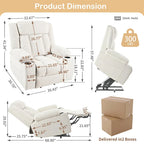 Snowflake Velvet Fabric Power Lift Recliner w/Extended Footrest