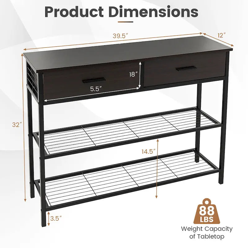 Costway Console Entryway Sofa Table with 2 Drawers for Entrance Living - See Details
