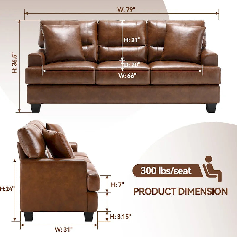 Faux Leather 2 Piece Chair and Sofa Set by Morden Fort