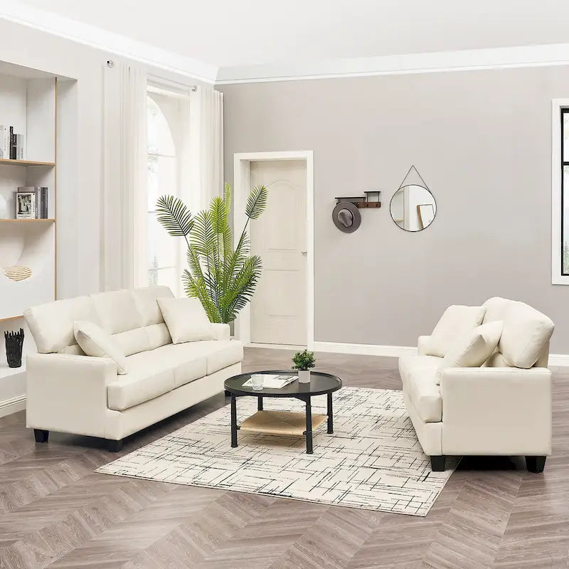 Faux Leather 2 Piece Chair and Sofa Set by Morden Fort