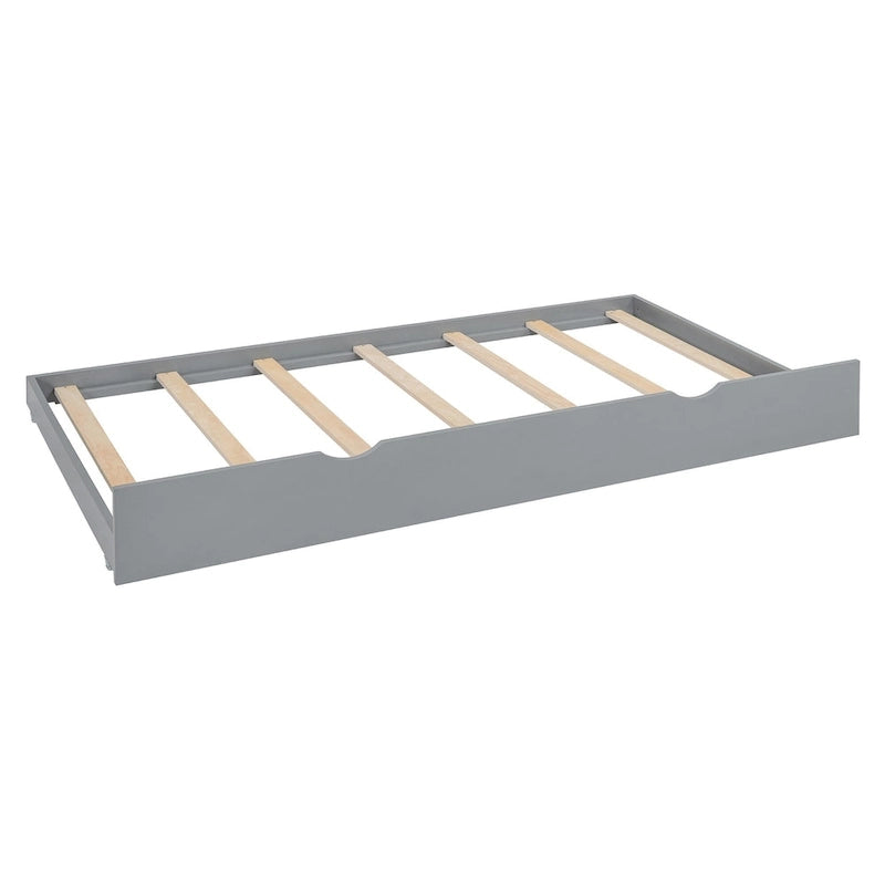 Full Size Daybed with Twin Size Trundle, Solid Wood Day Bed Frame w/All-in-One Cabinet and Shelf Compact Bedroom Daybed