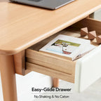 Solid Wood Computer Desk - 47 Large Size Office Desk with 2 Drawers