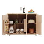 51.2W Ash Veneer Solid Wood Handwoven Kitchen Island With Drop Leaf(no include stool)